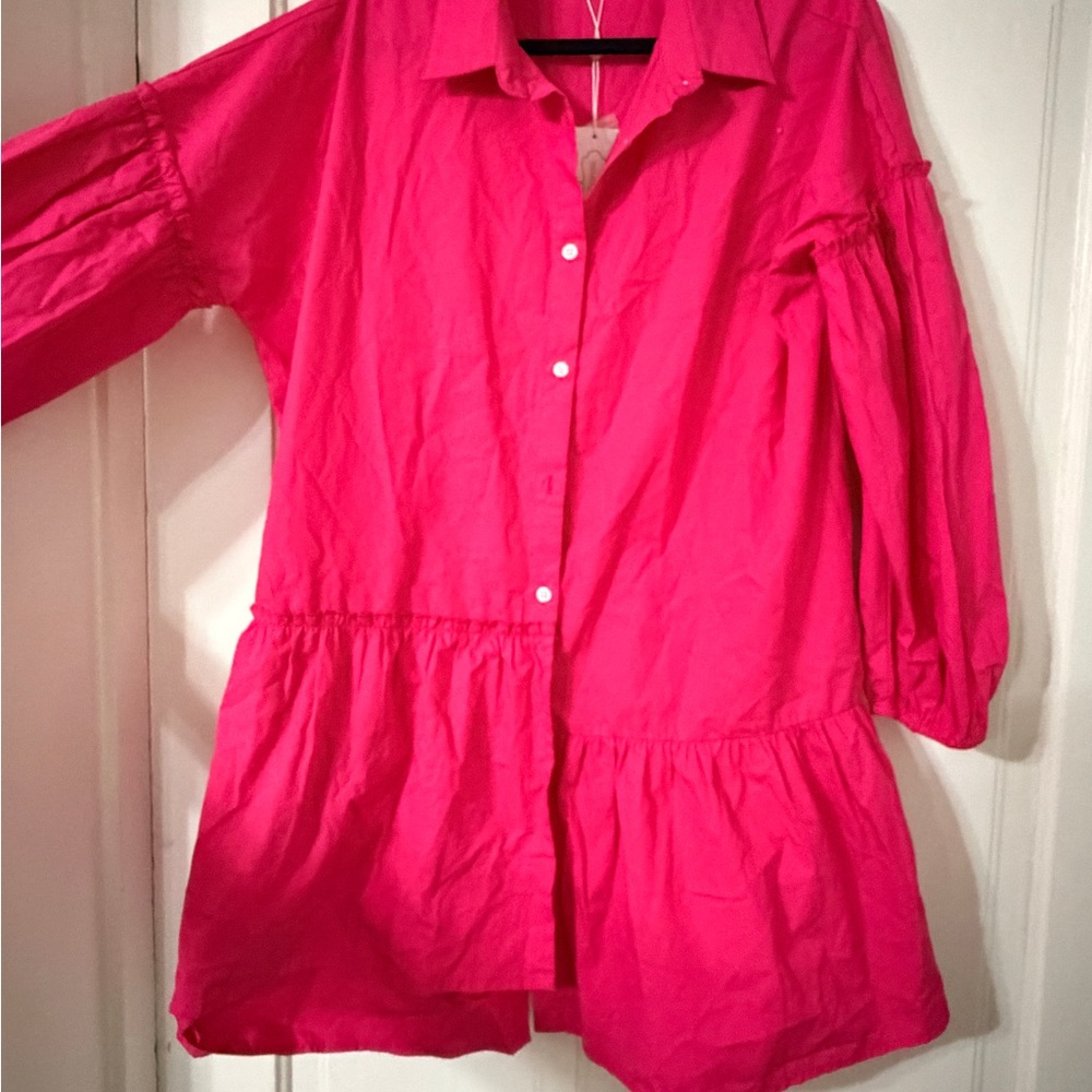 Mud Pie Hot Pink Collared Dress